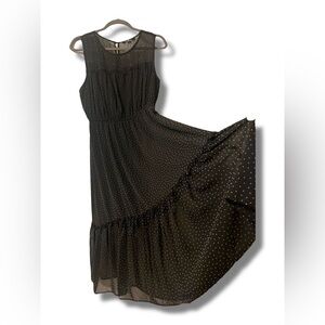 LuLus Sleeveless Black Dress with White Polka Dots - size Large